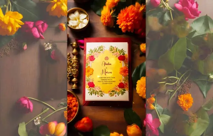 Unique 3D Floral Design Wedding Invitation Instagram Story E-Card Template